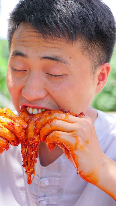 Ermao Challenge Eating Spicy Squid and  enoki mushroom #asmr   #mukbang   #chinesecuisine