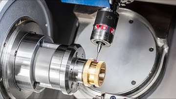 Touch Probe TC52: Measurement of a gear wheel in a turn-mill machining center | Zahnradvermessung
