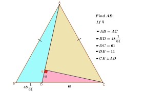 Can you find the length of segment AE.. || Application of Stewart Theorem VS Pythagoras Theorem.