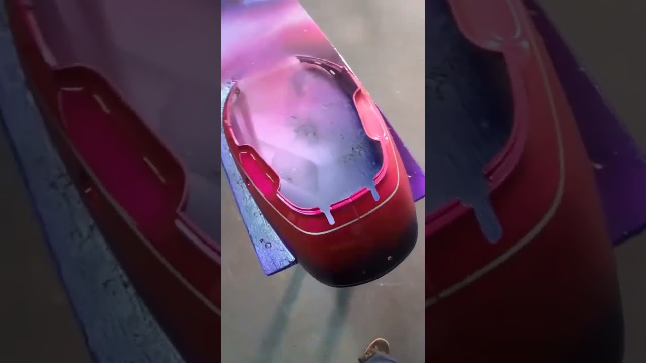 Spraying clear coat on candy paint using the Atom X88 Bluemoon from zoolaa.com 