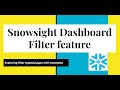 Snowflake | Snowsight Dashboard Filters