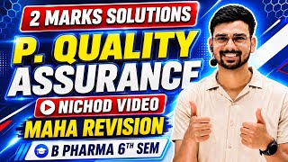2 Marks Nichod | pharmaceutical quality assurance 6th sem important questions | Carewell Pharma