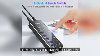 RSHTECH 7-Port Powered USB C Hub with 10Gbps USB-C 3.2 Ports Individual Touch Switches 5V/3A Power A