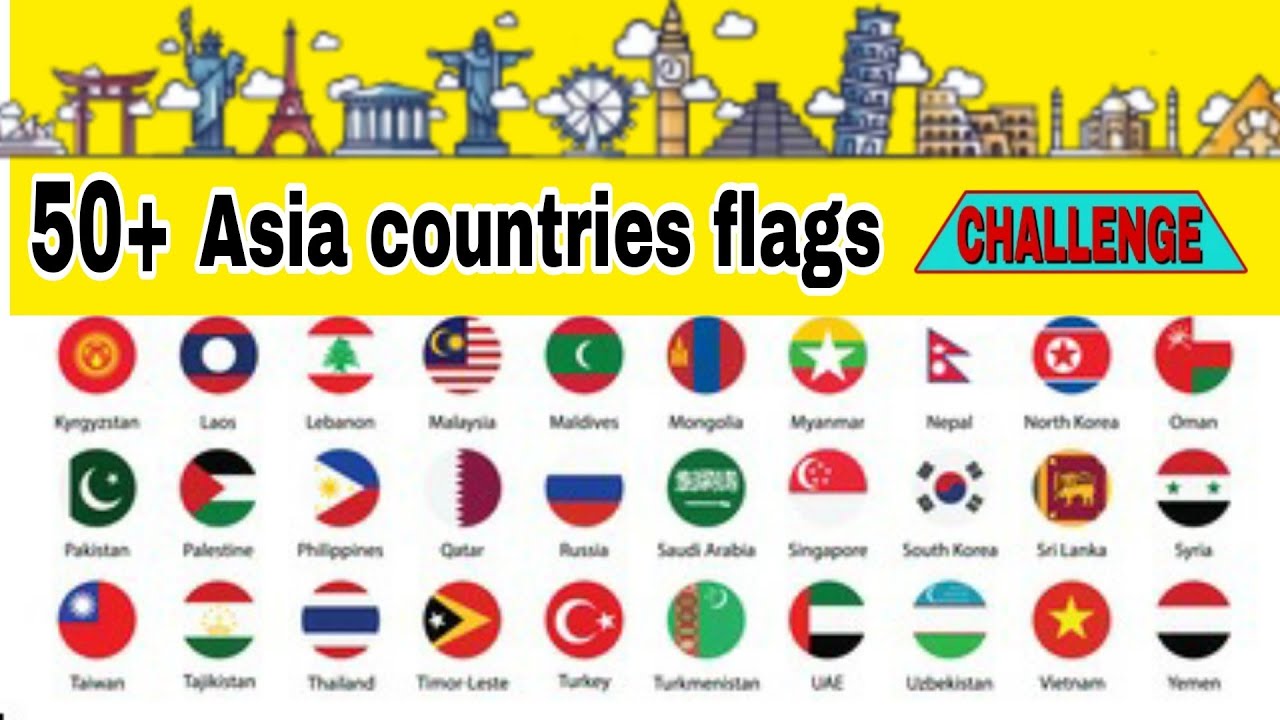 all asia country flags Challenge part  1|| iconic brain