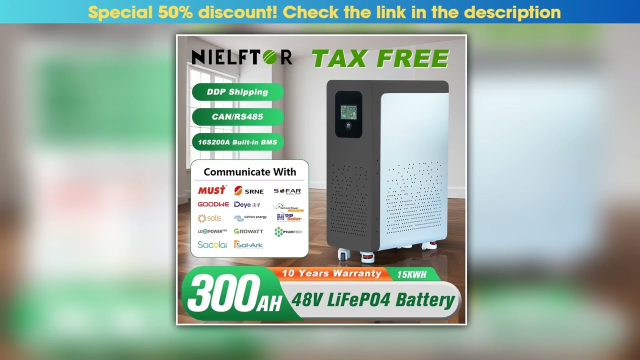 48V 300Ah LiFePO4 Lithium Battery Pack 15Kwh 100Ah 120Ah 200Ah 400Ah Builtin 200A BMS 6000 Cycle