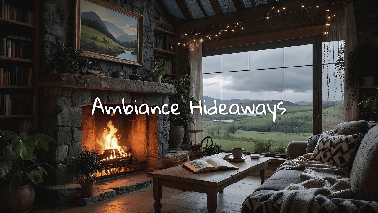 No Ads ☘️ Irish Cottage Ambience – Cozy Fireplace & Emerald Hills | Relaxing Countryside ASMR