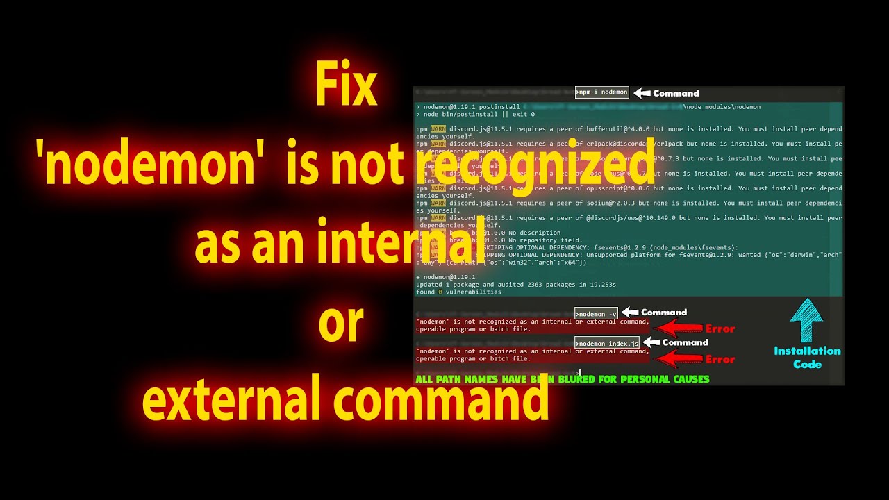 Fix 'Nodemon' Is Not Recognized As An Internal Or External Command - Youtube