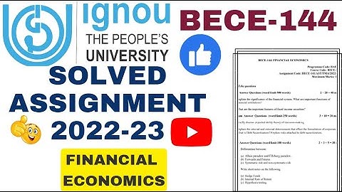 IGNOU ASSIGNMENT SOLVED 2023 BECE-144