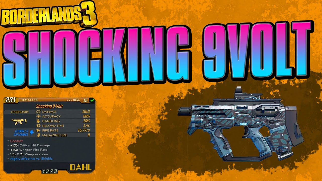 Borderlands 3 Legendary Weapon - SHOCKING 9 VOLT smg - Weapon Guide