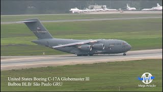 FOMOS SURPREENDIDO COM UM BELÍSSIMO AVIÃO DA BOEING  C-17  POUSANDO NO AEROPORTO DE GUARULHOS  ✔