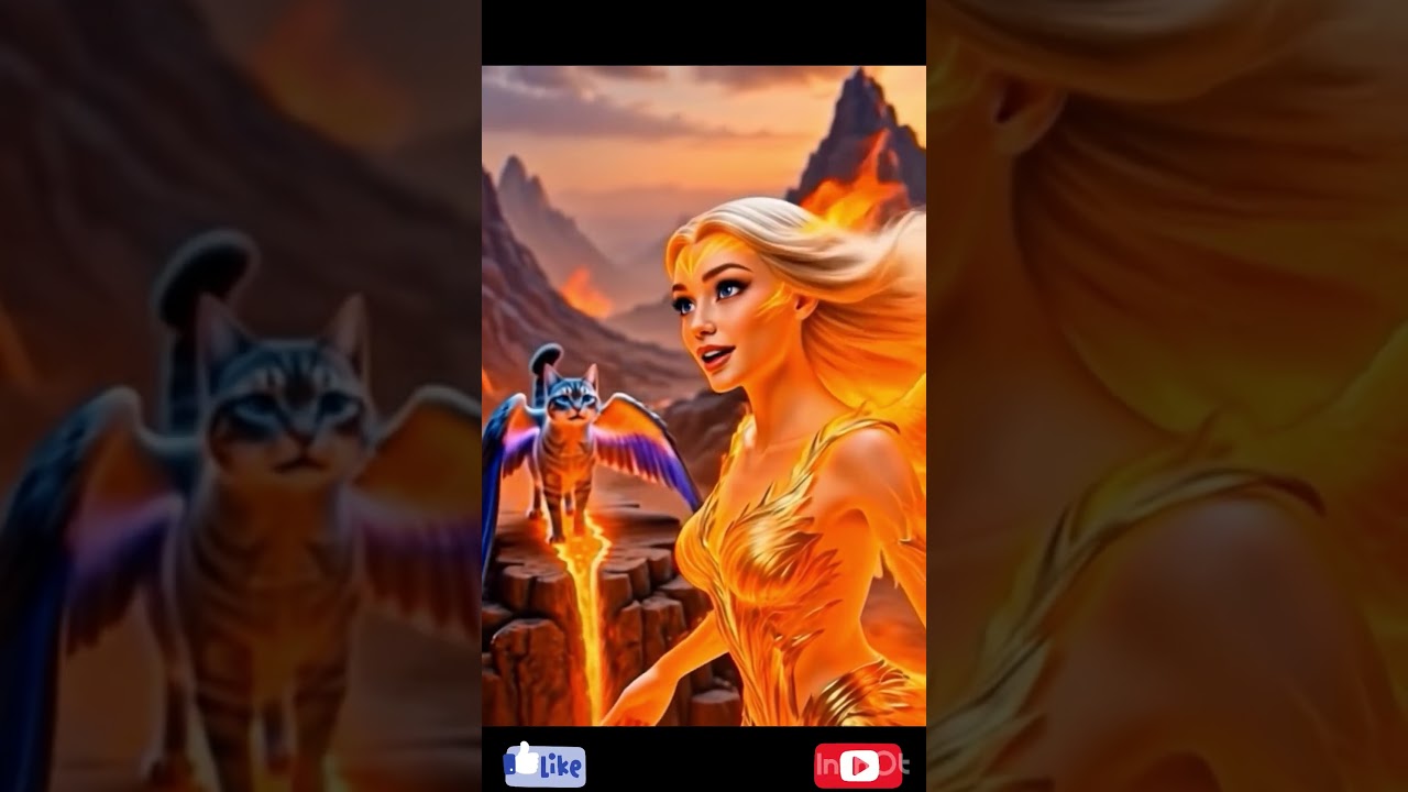Epic Fantasy Cat & Fire Genie – Cinematic Magical World