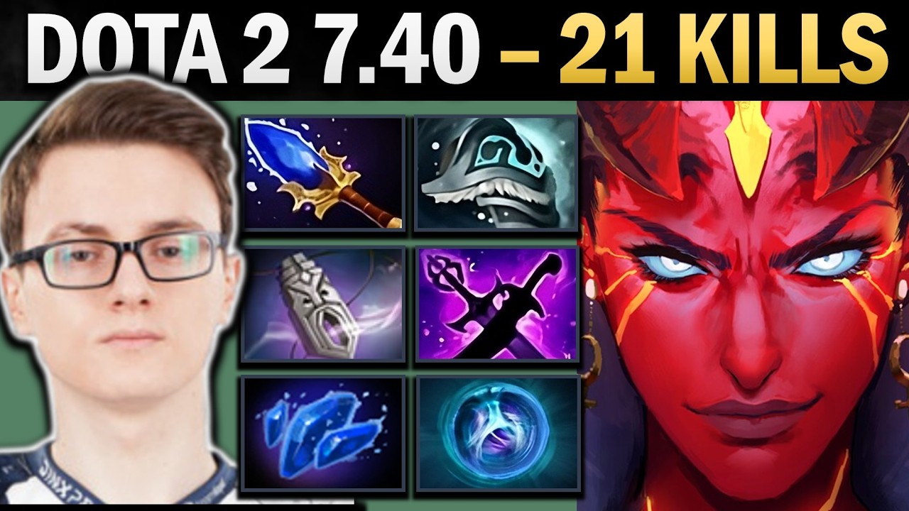 Queen of Pain Pro Mid with 21 Kills and Shivas - Gameplay Dota