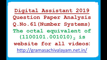 DIGITAL ASSISTANT || QUESTION PAPER ANALYSIS || Q.NO. 61
