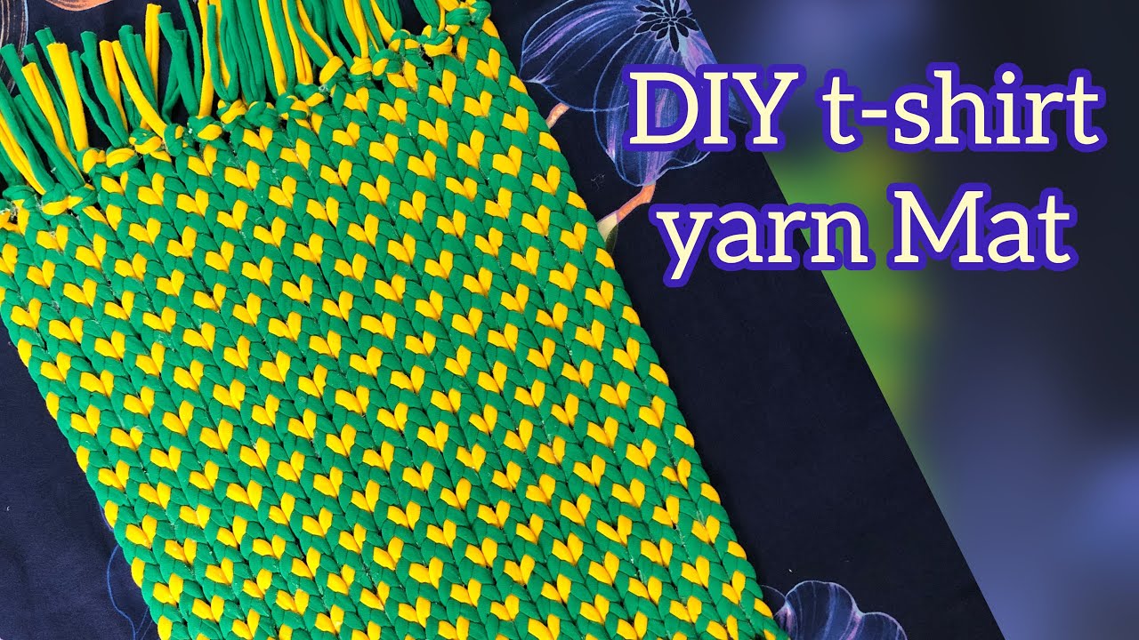 DIY T-Shirt yarn Heart patterned mat/rug | Decor Ideas