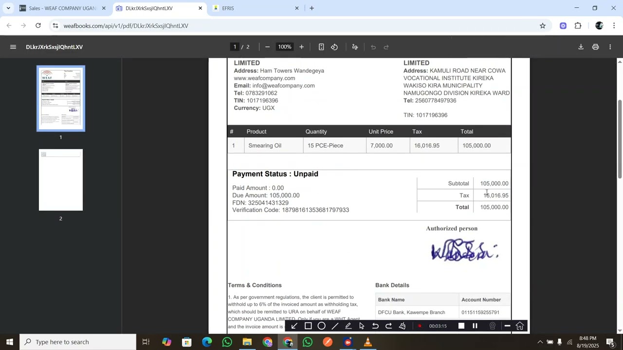 How to Generate a URA Tax Invoice   EFRIS e receipts    System to System Integration