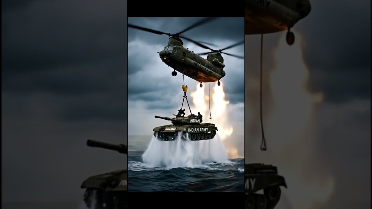 🚁🔥 Chinook Lifts a Tank from the Ocean | Indian Army Power 🇮🇳 