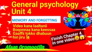 General psychology, Chapter 4: Memory and Forgetting in Afaan Oromoo