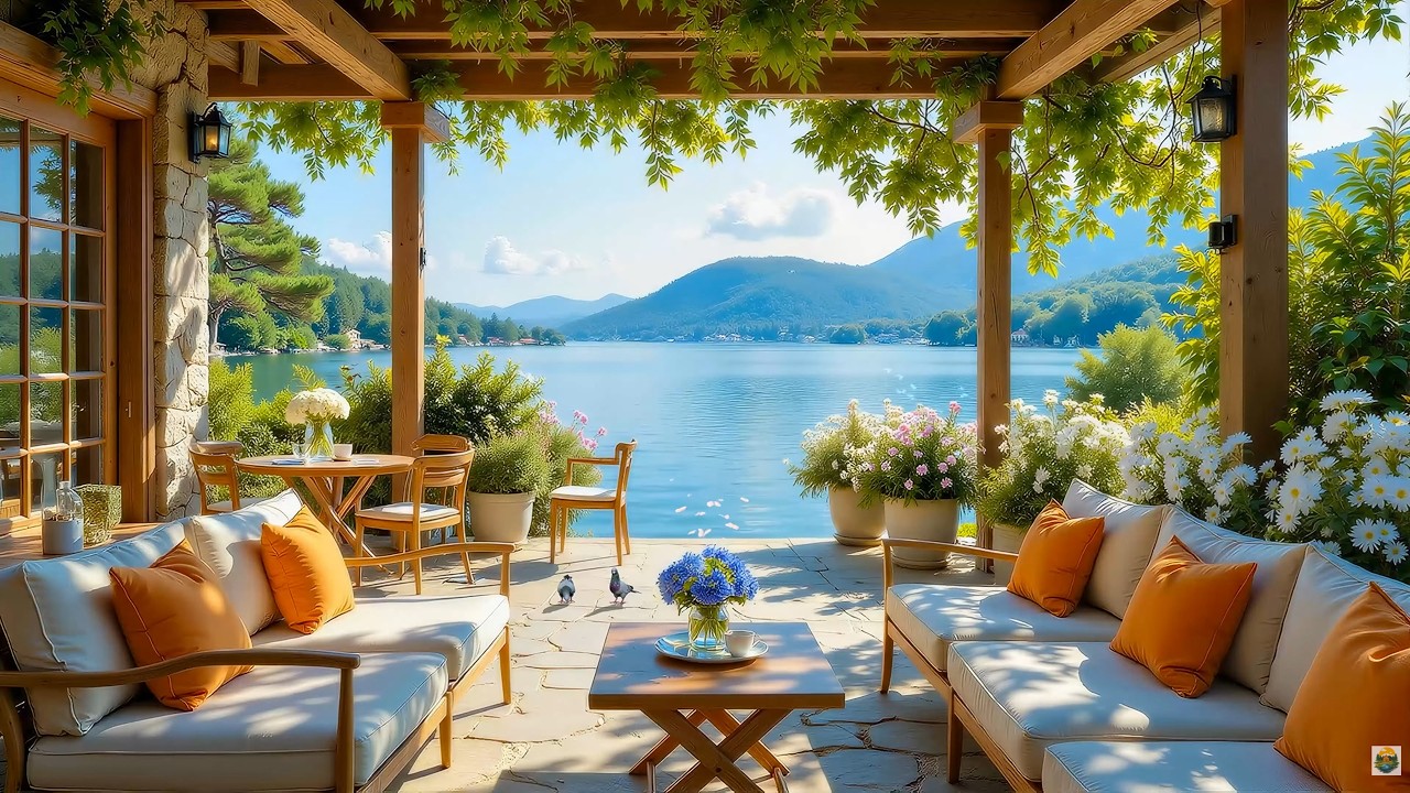 Sweet March Spring Morning at Cabin Ambience by the Lake 🌷🎹 Soft Piano Music for Good Moods