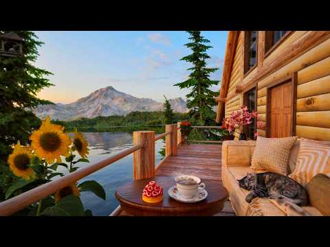 Cozy Mountain Cabin 🌻 Sunflower by the Lake Ambience & Bird Songs