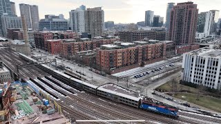 Drone View Of Chicago’s Metra Train - Commuter Rail Service To Suburbs