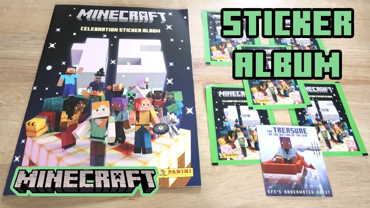 Minecraft Celebration Sticker Album Starter Pack with 5 Sticker Packets & Limited Edition Card