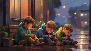 Boys Sitting Outside In Rainy Night Serenity Rain Sleeps Relaxing Ambiance Calm Reflect Asmr
