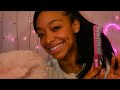 Asmr  sleepy triggers  hair brushing mouth sounds personal attention  fluffy mic 