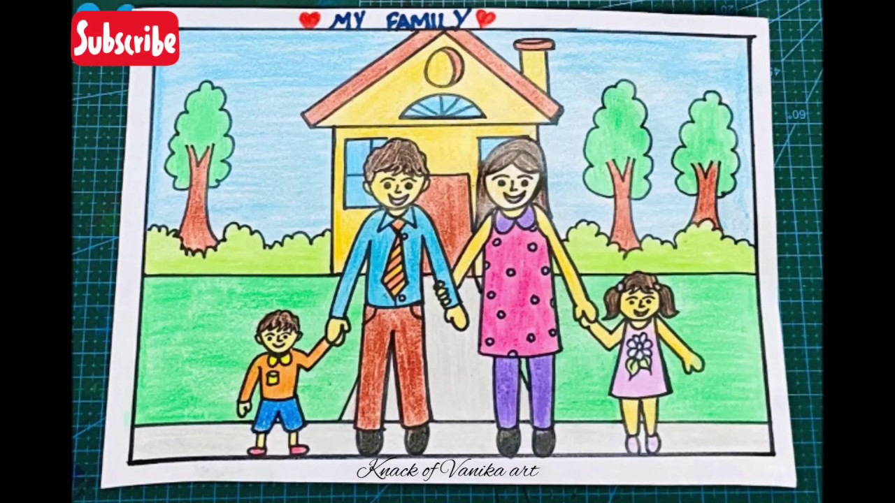 My Family Drawing | Family Memory Drawing | Family Picture Drawing | Happy Family  Drawing - YouTube