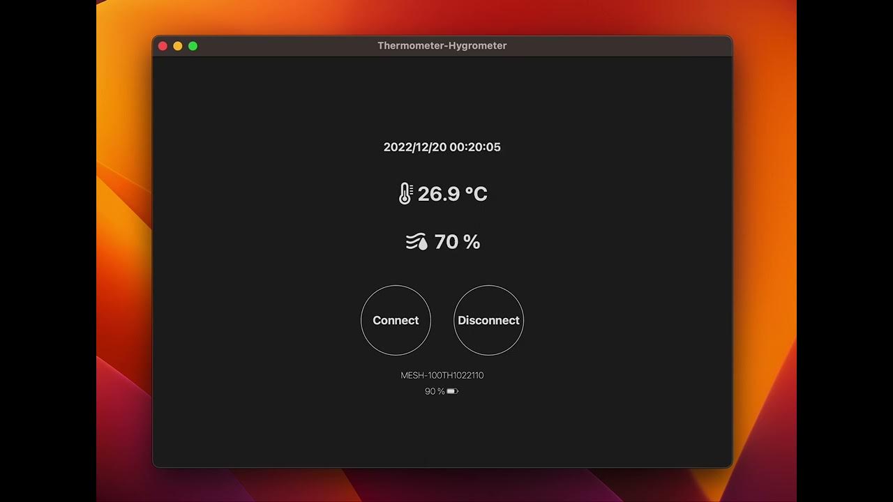A ThermometerHygrometer iOS App with MESH which is selled by SONY