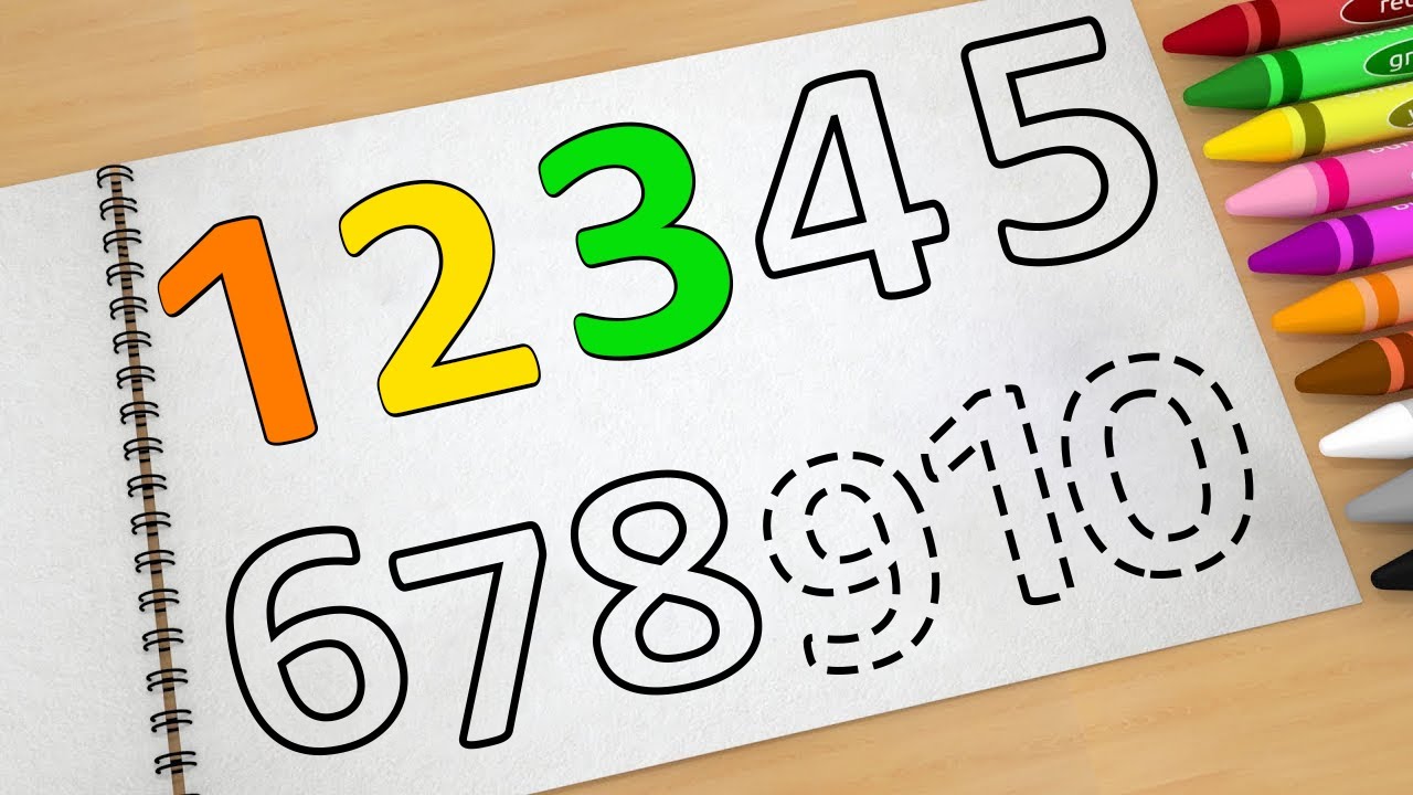 Раскраски с цифрами. Учим цвета. Учим цифры для малышей.