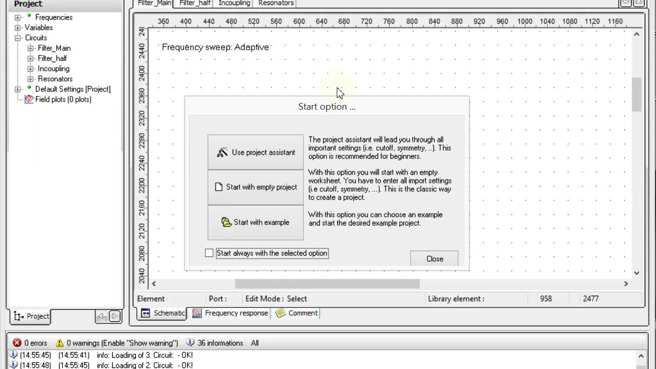 Howto start a Microwave Wizard simulation