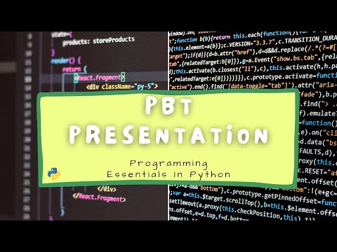 PBT Presentation for Programming Essentials In Python