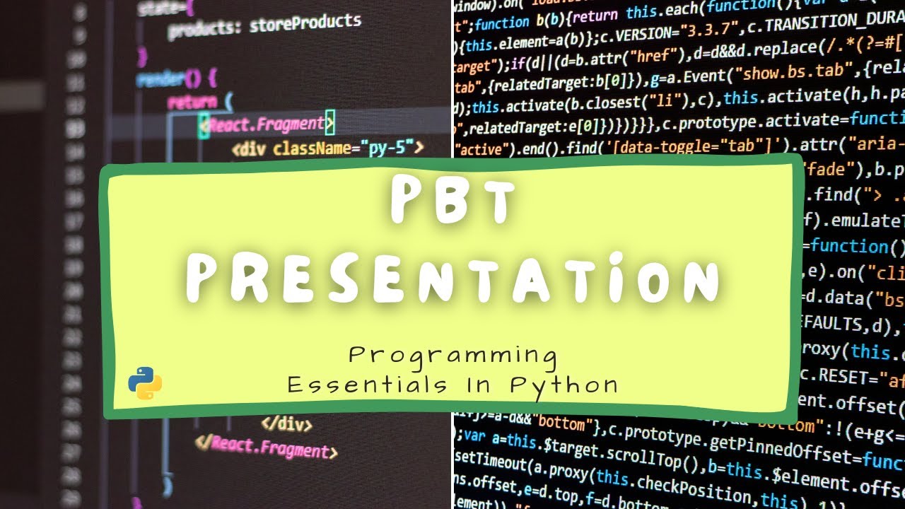 PBT Presentation for Programming Essentials In Python - YouTube