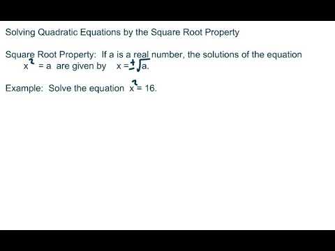 Solving Quadratic Equations by the Square Root Method - YouTube