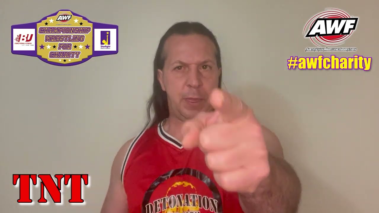 TNT's rebuttal to Goldsteen's message for AWF Championship Wrestling for Charity 19 Aug Mount Annan