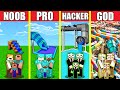 Minecraft Battle: WATER SLIDE HOUSE BUILD CHALLENGE - NOOB vs PRO vs HACKER vs GOD / Animation PARK