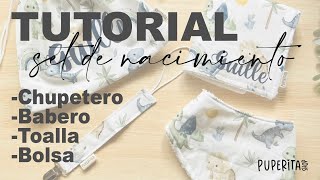 TUTORIAL SET DE NACIMIENTO BEBÉ (TOALLA, BOLSA, CHUPETERO Y BANDANA)