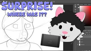 Drawing one of my visual novel characters while explaining where I was....