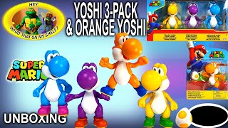 Unboxing Super Mario Yoshi 3-Pack & Orange Yoshi - June 23rd 2023 - JAKKS Super Mario 4 Inch