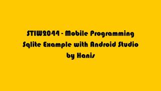 Sqlite Android Studio - updated