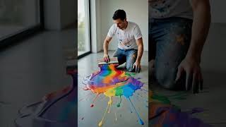 Rainbow Squeegee Paint Pour – Satisfying Epoxy Art #diy #satisfying