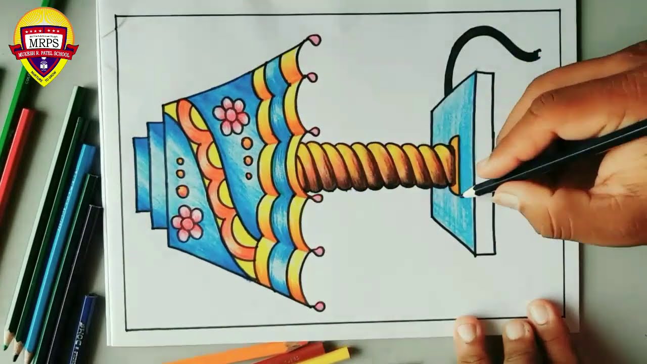 Night Lamp Drawing With colour Gradations... YouTube