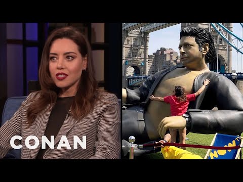 team coco comic con Aubrey Plaza Leapt On An Inflatable Jeff Goldblum - CONAN on TBS