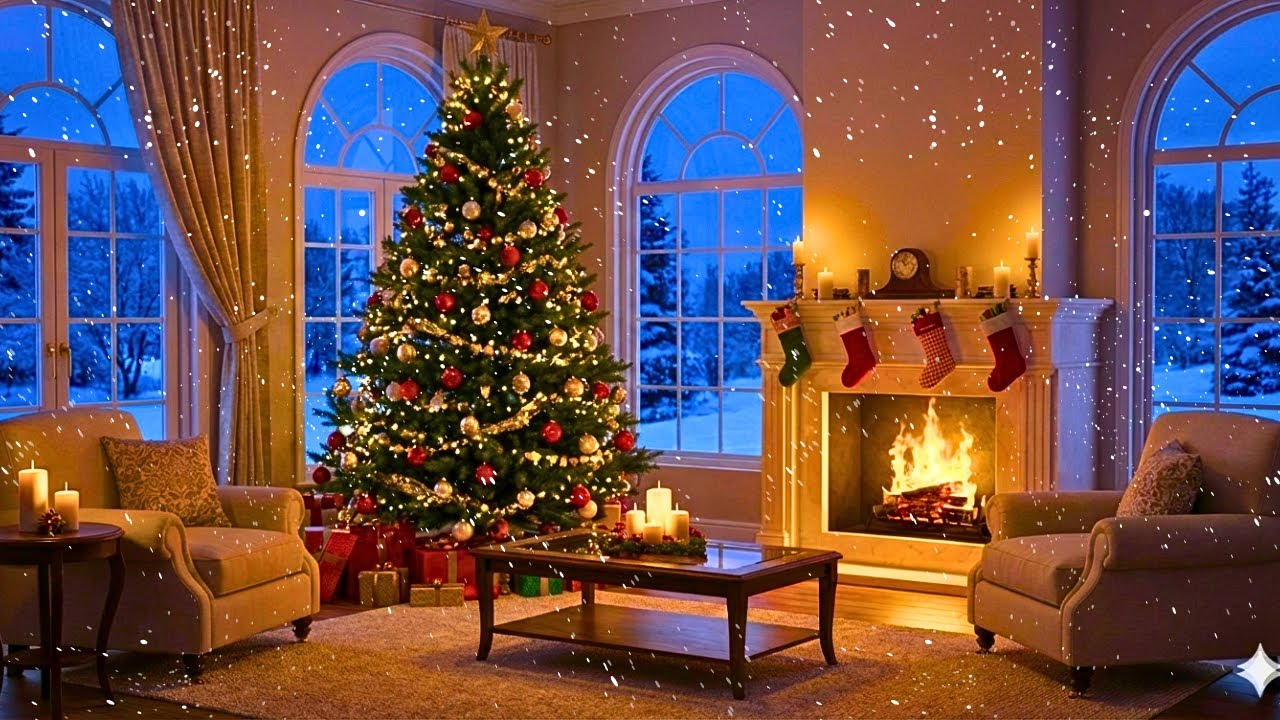 Snowy Winter Evening • Relaxing Piano Melodies & Fireplace Warmth for ...