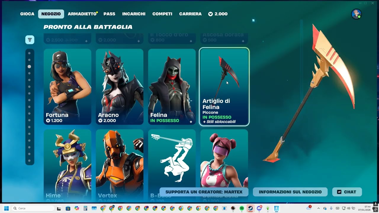 Fortnite Negozio Dei Oggetti 7/1/26 ITA [I Piu Venduti Di Oggi]