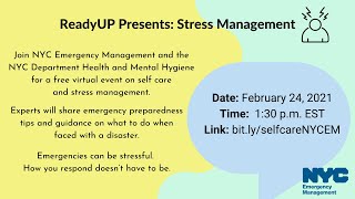 Ready Up NYC: Stress Management Webinar with NYC DOHMH | February 2021