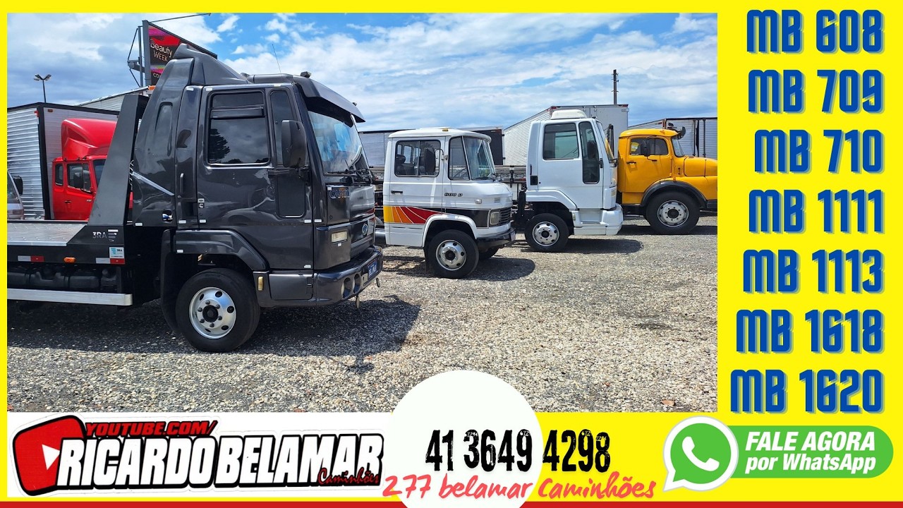 Caminhões 3/4 toco 4x2 e truck 6x2 MB 608 Mb 1111 Ford Cargo 815 816 Plataforma Guincho carroceria