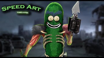 Realistic Pickle Rick: From Cartoon to Craft! SpeedArt - Digital Art