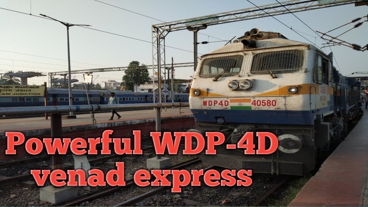 Powerful WDP-4D Kerala's Own venad Express arriving at Ernakulam ...