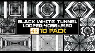 BLACK WHITE TUNNEL VJ PACK - 4K - 10 PACK - ENVATO VIDEOHAVE - MOTION GRAPHIC/VISUAL LOOPS/ANIMATION